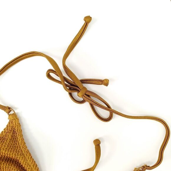 NWT GOOD AMERICAN 3/4 Bronze Brown Always Fits Tiny Ties Bikini Top - Picture 6 of 12